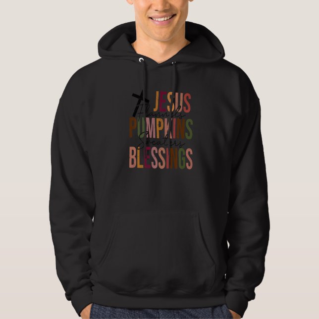 Sudadera Thankful Jesus Pumpkin Blessings Fall Christian   (Anverso)