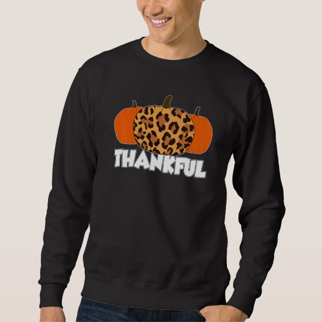 Sudadera Thankfull Thanksgiving Pumpkin Leopard   (Anverso)