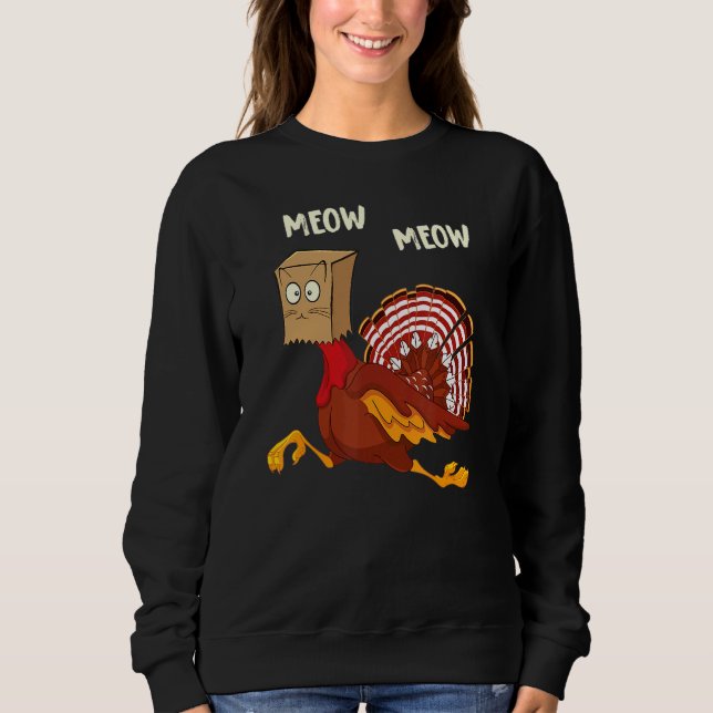 Sudadera Thanksgiving Cat  Fake Cat Meow Thanksgiving Turke (Anverso)