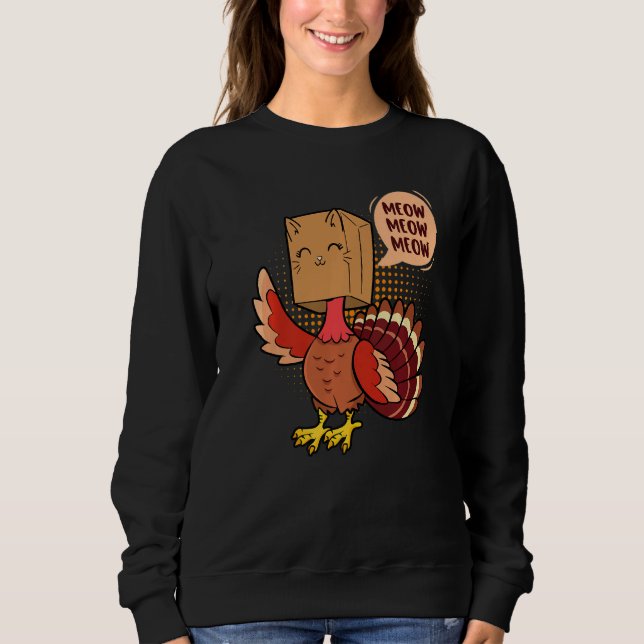 Sudadera Thanksgiving Cat  Fake Cat Meow Thanksgiving Turke (Anverso)