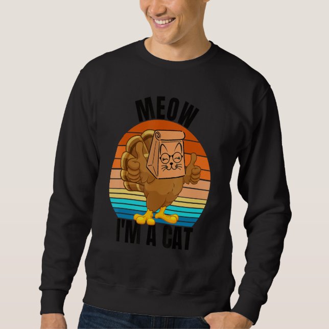 Sudadera Thanksgiving Cat  Fake Cat Meow Thanksgiving Turke (Anverso)