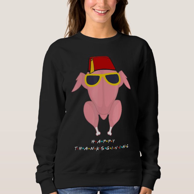 Sudadera Thanksgiving  For Friends  Turkey Head (Anverso)