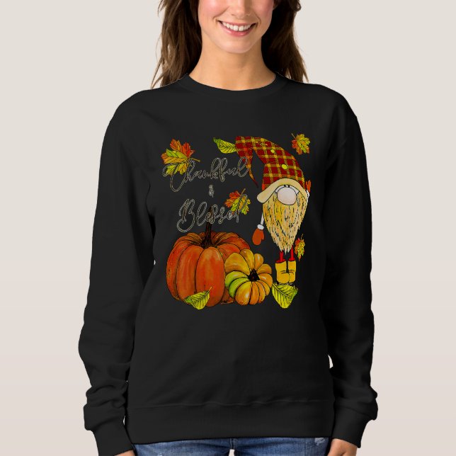 Sudadera Thanksgiving Gnome Thankful & Blessed (Anverso)