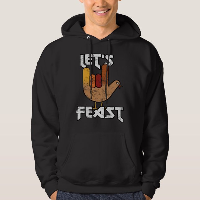 Sudadera Thanksgiving Let s Feast Turkey Rock & Roll (Anverso)