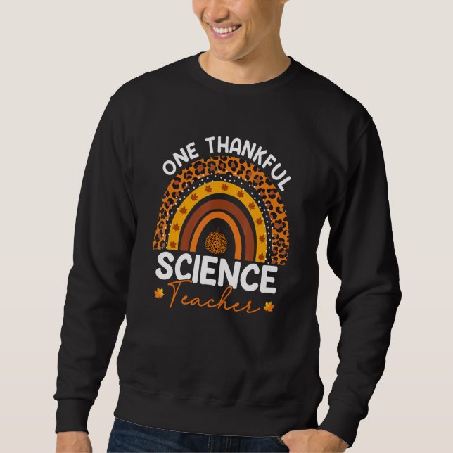 Sudadera Thanksgiving Rainbow Leopard One Thankful Science  (Anverso)