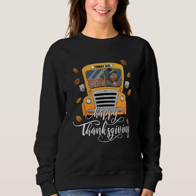 Sudadera Thanksgiving School Bus Driver Autumn Turkey Back  (Anverso)