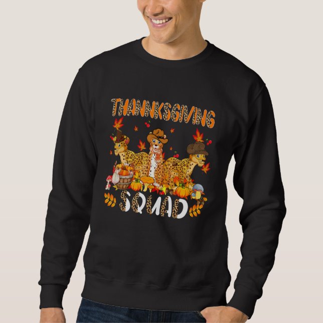 Sudadera Thanksgiving Squad Leopard Three Fall Leopards Wea (Anverso)