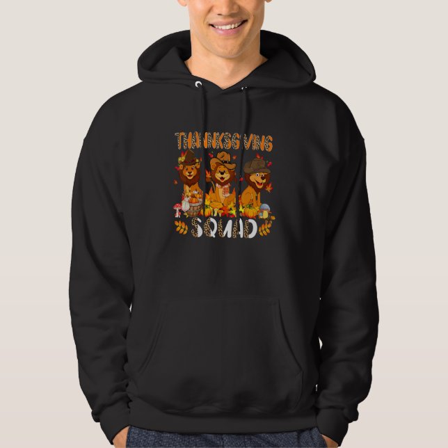Sudadera Thanksgiving Squad Leopard Three Fall Lions Wearin (Anverso)