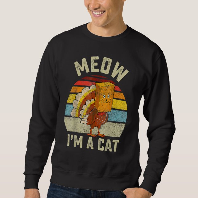 Sudadera Thanksgiving  Turkey Fake Cat Retro Women Men Kids (Anverso)