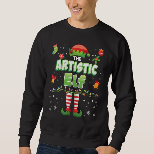 Sudadera The Artistic Elf Matching Family Merry Christmas S (Anverso)