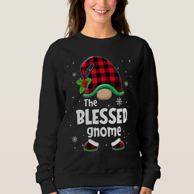 Sudadera The Blessed Gnome Buffalo Plaid Christmas Matching (Anverso)