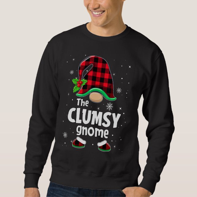 Sudadera The Clumsy Gnome Buffalo Plaid Christmas Matching  (Anverso)