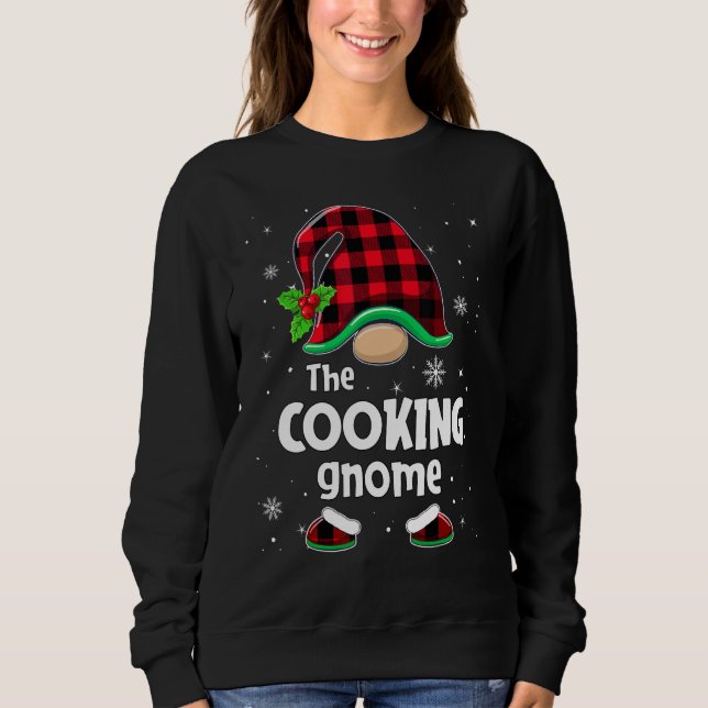 Sudadera The Cooking Gnome Buffalo Plaid Christmas Matching (Anverso)