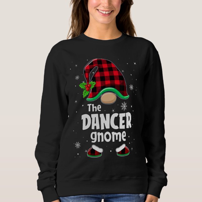 Sudadera The Dancer Gnome Buffalo Plaid Christmas Matching  (Anverso)