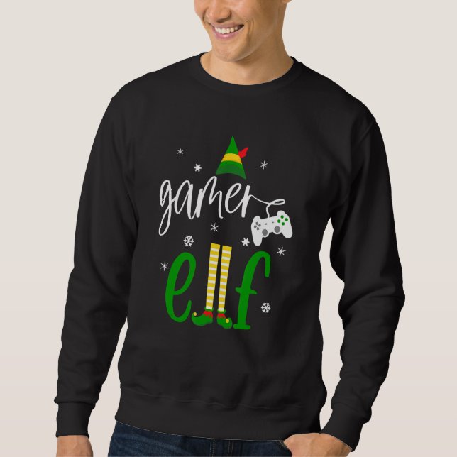 Sudadera The Gamer Elf Christmas Pajama  For Gamer Boys 1 (Anverso)