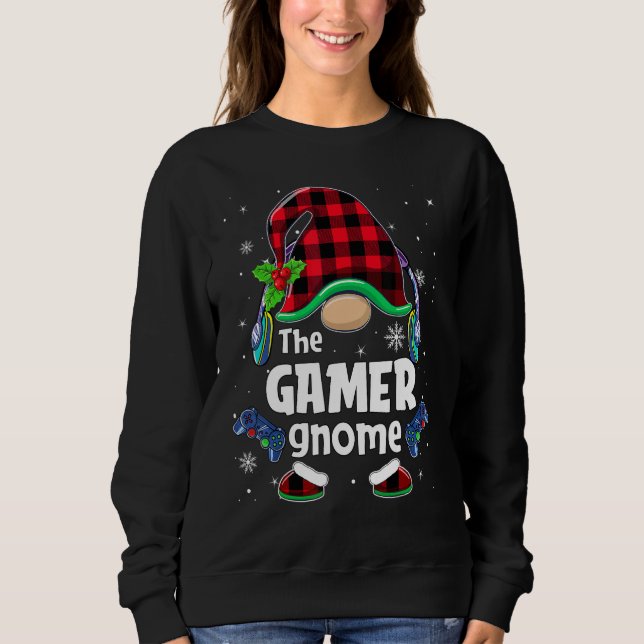 Sudadera The Gamer Gnome Buffalo Plaid Christmas Matching F (Anverso)