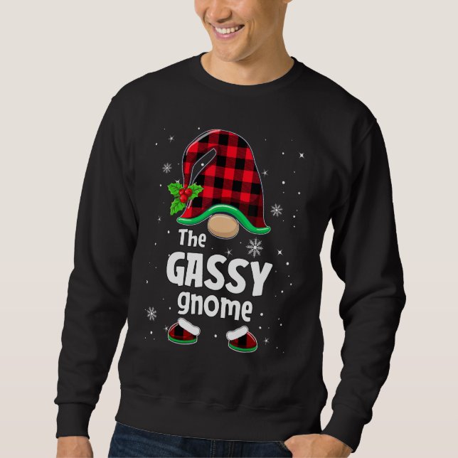Sudadera The Gassy Gnome Buffalo Plaid Christmas Matching F (Anverso)