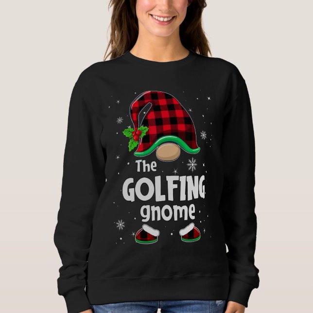 Sudadera The Golfing Gnome Buffalo Plaid Christmas Matching (Anverso)