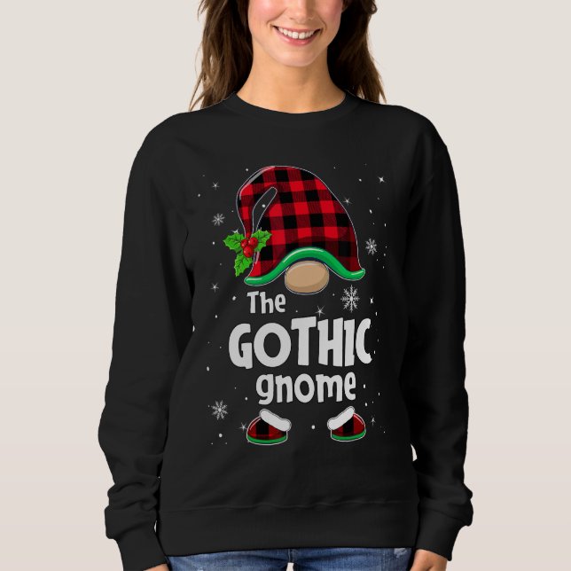 Sudadera The Gothic Gnome Buffalo Plaid Christmas Matching  (Anverso)