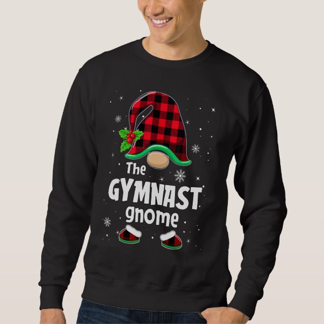 Sudadera The Gymnast Gnome Buffalo Plaid Christmas Matching (Anverso)