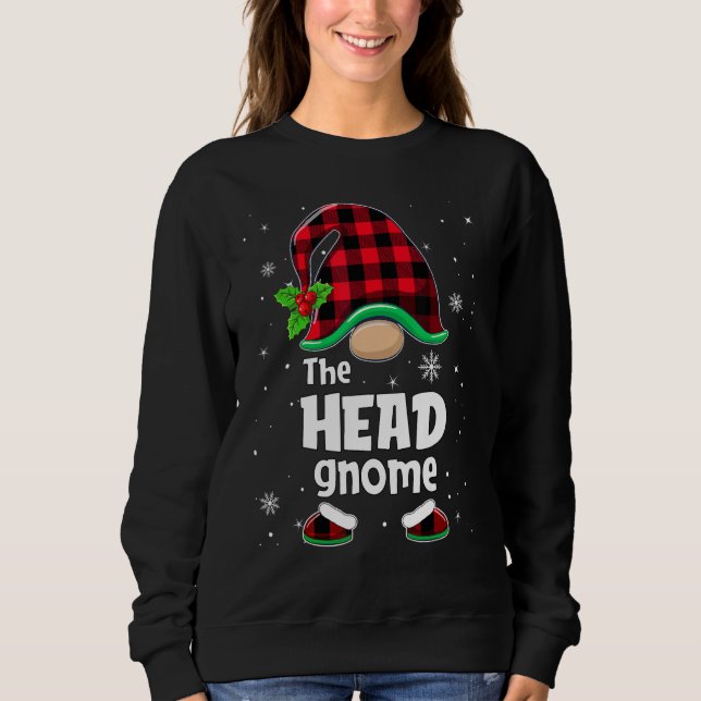 Sudadera The Head Gnome Buffalo Plaid Christmas Matching Fa (Anverso)