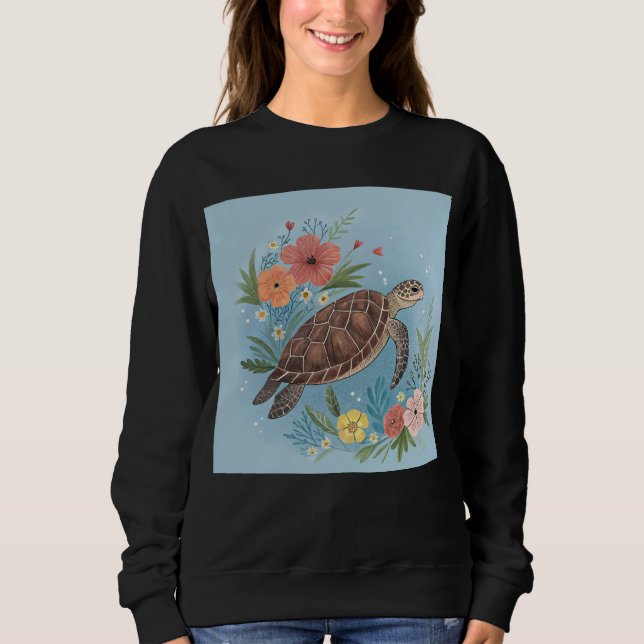 Sudadera The illustration of a sea turtle (Anverso)
