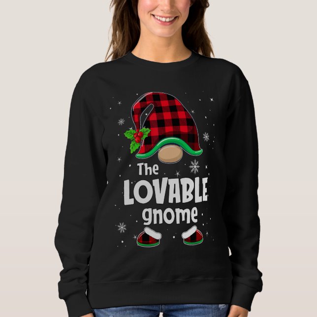 Sudadera The Lovable Gnome Buffalo Plaid Christmas Matching (Anverso)