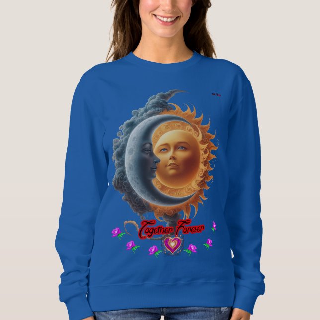 Sudadera The Moon and the Sun together on a Blue Navy (Anverso)