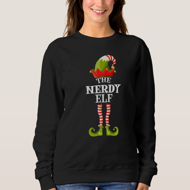 Sudadera The Nerdy Elf  Christmas Group Matching Family (Anverso)