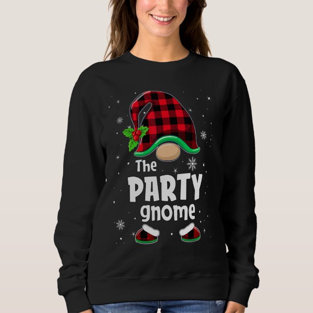 Sudadera The Party Gnome Buffalo Plaid Christmas Matching F (Anverso)