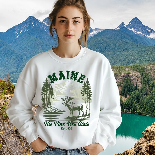 Sudadera The Pine Tree State  - Mountain Forest View (Subido por el creador)
