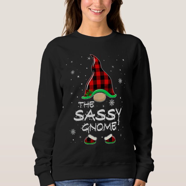Sudadera The Sassy Gnome Red Buffalo Plaid Christmas Pajama (Anverso)