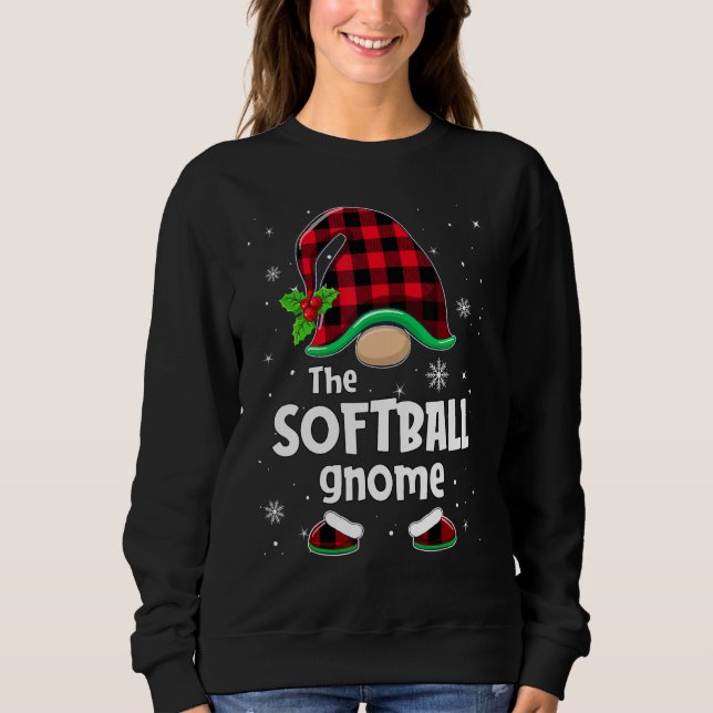 Sudadera The Softball Gnome Buffalo Plaid Christmas Matchin (Anverso)
