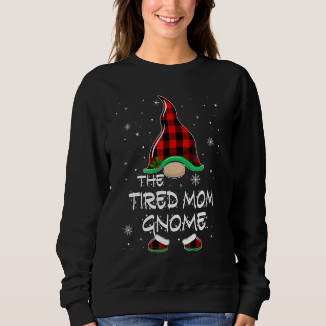 Sudadera The Tired Mom Gnome Red Buffalo Plaid Christmas Pa (Anverso)