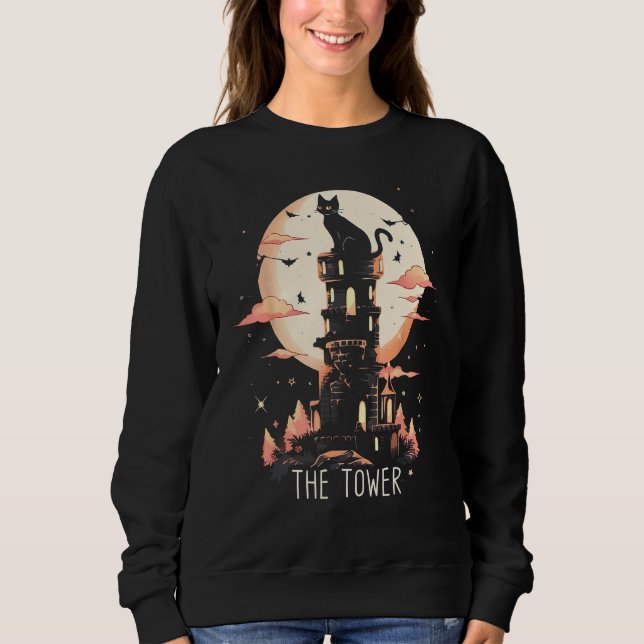 Sudadera The Tower Cat Tarot Card Witch Witchy Wicca Gothic (Anverso)