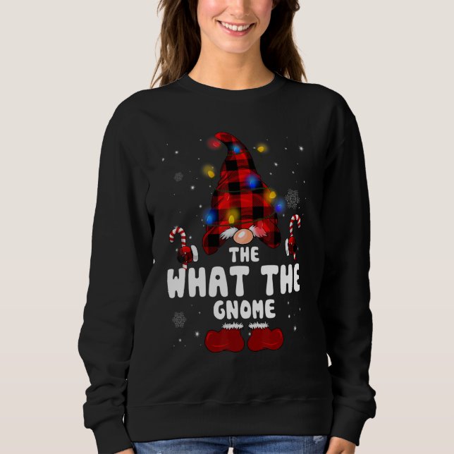Sudadera The What The Gnome Buffalo Plaid Christmas Tree Li (Anverso)
