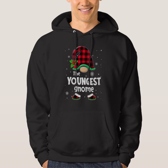Sudadera The Youngest Gnome Buffalo Plaid Christmas Matchin (Anverso)