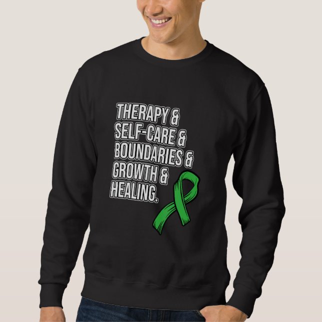 Sudadera Therapy Self Care Mental Health Awareness Green Gr (Anverso)