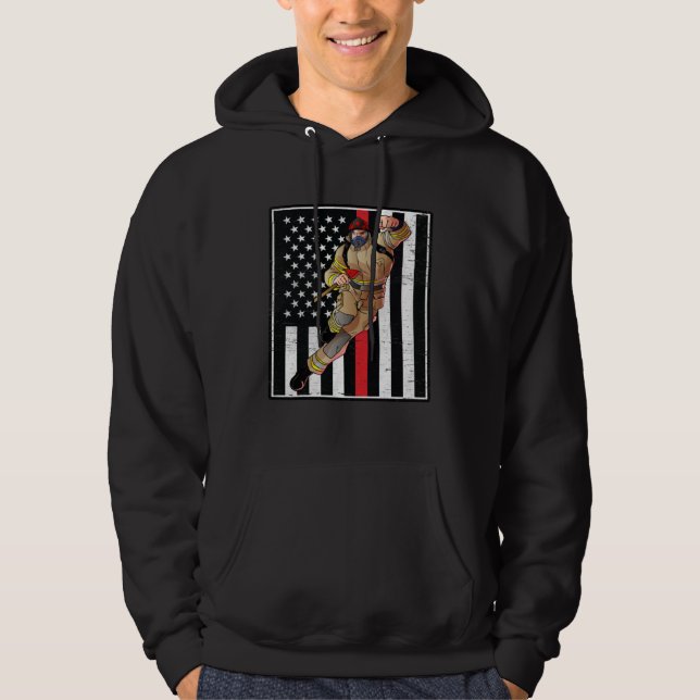 Sudadera Thin Red Line Flag Fireman Hero for Firefighter Da (Anverso)