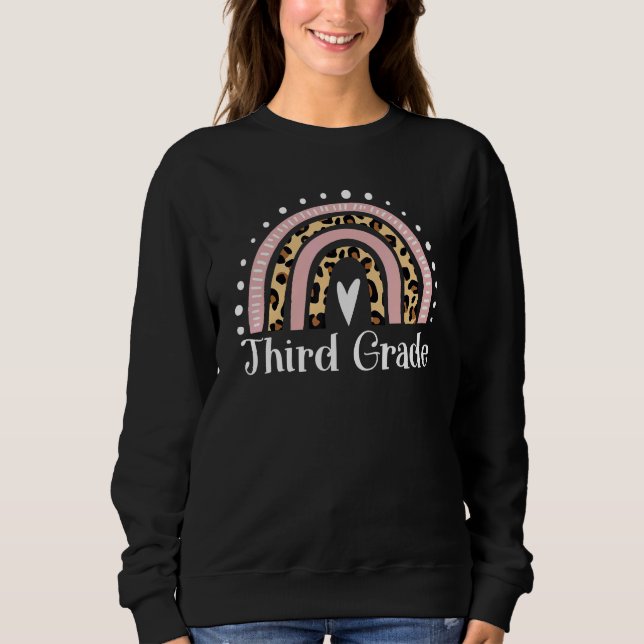 Sudadera Third Grade Teacher Leopard Rainbow 3rd Grade Teac (Anverso)