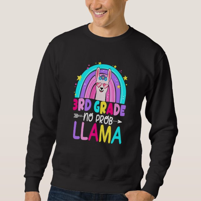 Sudadera Third Team 3rd Grade Teacher Rainbow No Prob Llama (Anverso)