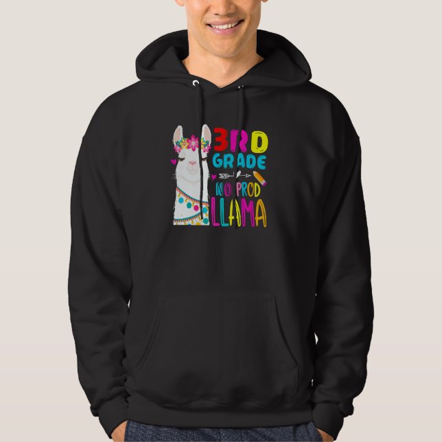 Sudadera Third Team 3rd Grade Teacher Rainbow No Prob Llama (Anverso)