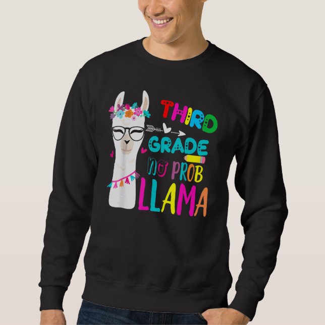 Sudadera Third Team 3rd Grade Teacher Rainbow No Prob Llama (Anverso)