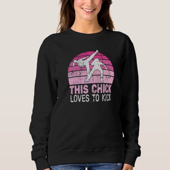 Sudadera This Chick loves to kick girl  retro ginga capoeir (Anverso)