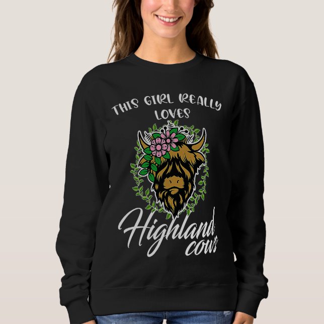 Sudadera this girl really loves highland cows highland catt (Anverso)