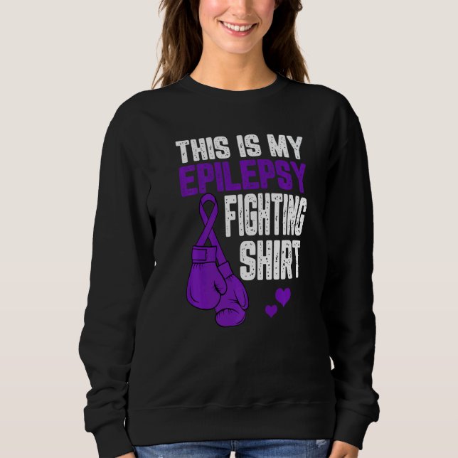 Sudadera This Is Epilepsy Fighting  Boxing Gloves Purple Ri (Anverso)