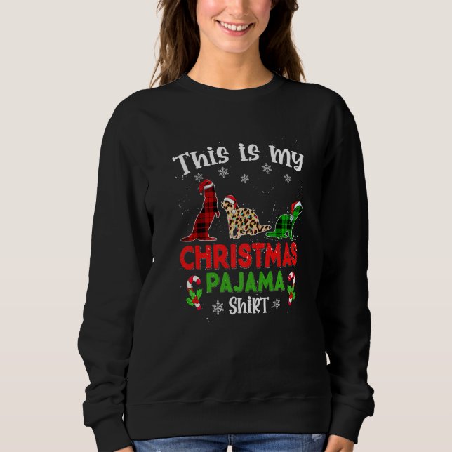 Sudadera This Is My Christmas Pajama Otter Animals Leopard  (Anverso)