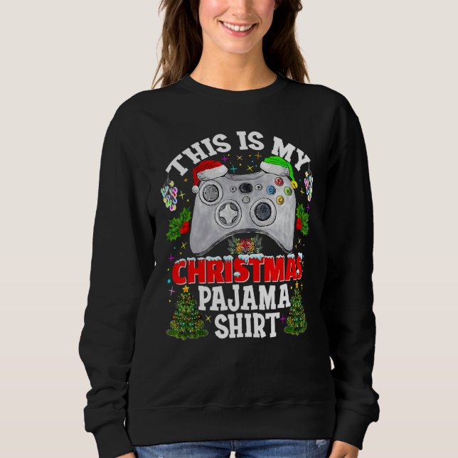 Sudadera This is My Christmas Pajama Santa Hat Gamer Video  (Anverso)