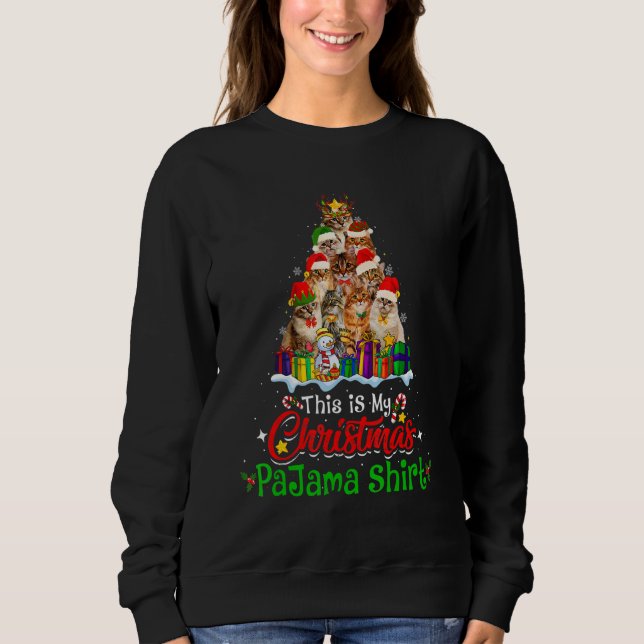 Sudadera This Is My Christmas Pajama  Siberian Cat Xmas Tre (Anverso)
