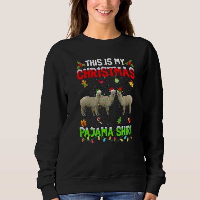 Sudadera This Is My Christmas Pajama Xmas Alpaca Squad (Anverso)